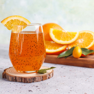 Orange basil seed drink.